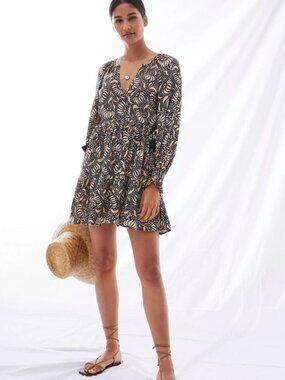 Omika V-Neck Long Sleeve Mini Dress